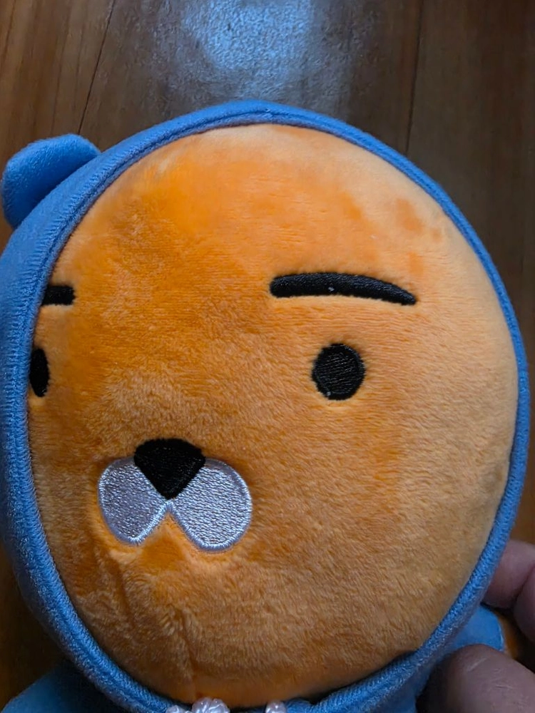 파란 후드 라이언 봉제인형 이미지