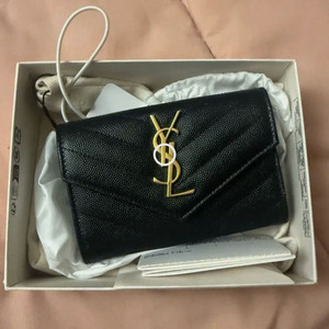 생로랑 퀼팅 램스킨 CASSANDRE 스몰 ENVELOPE 지갑 블랙 이미지