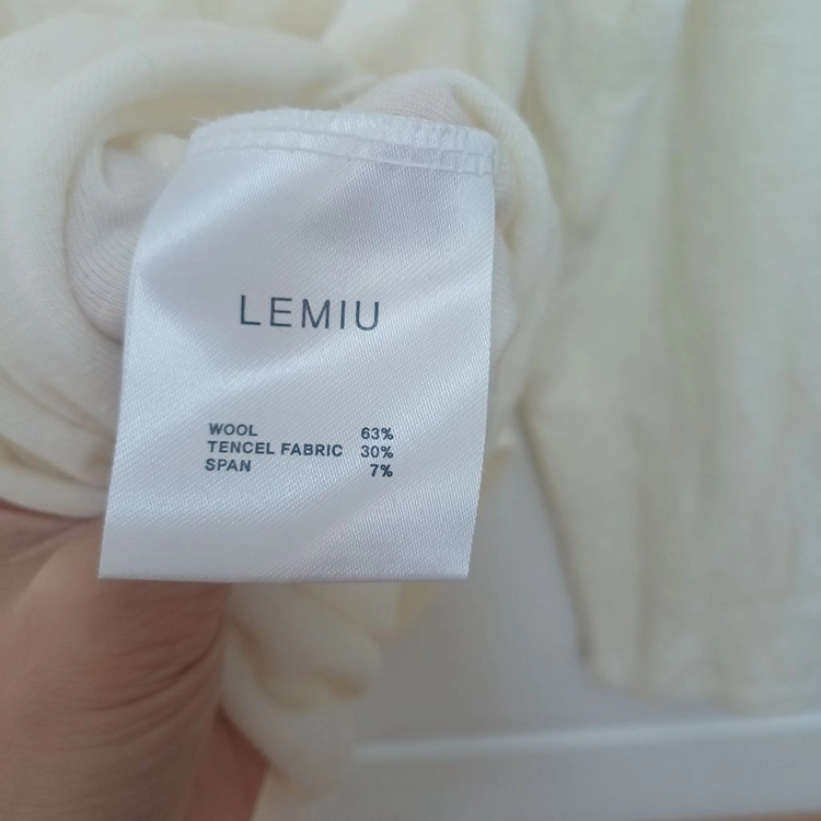 LEMIU 아이보리 울 텐셀 긴팔 티셔츠 이미지