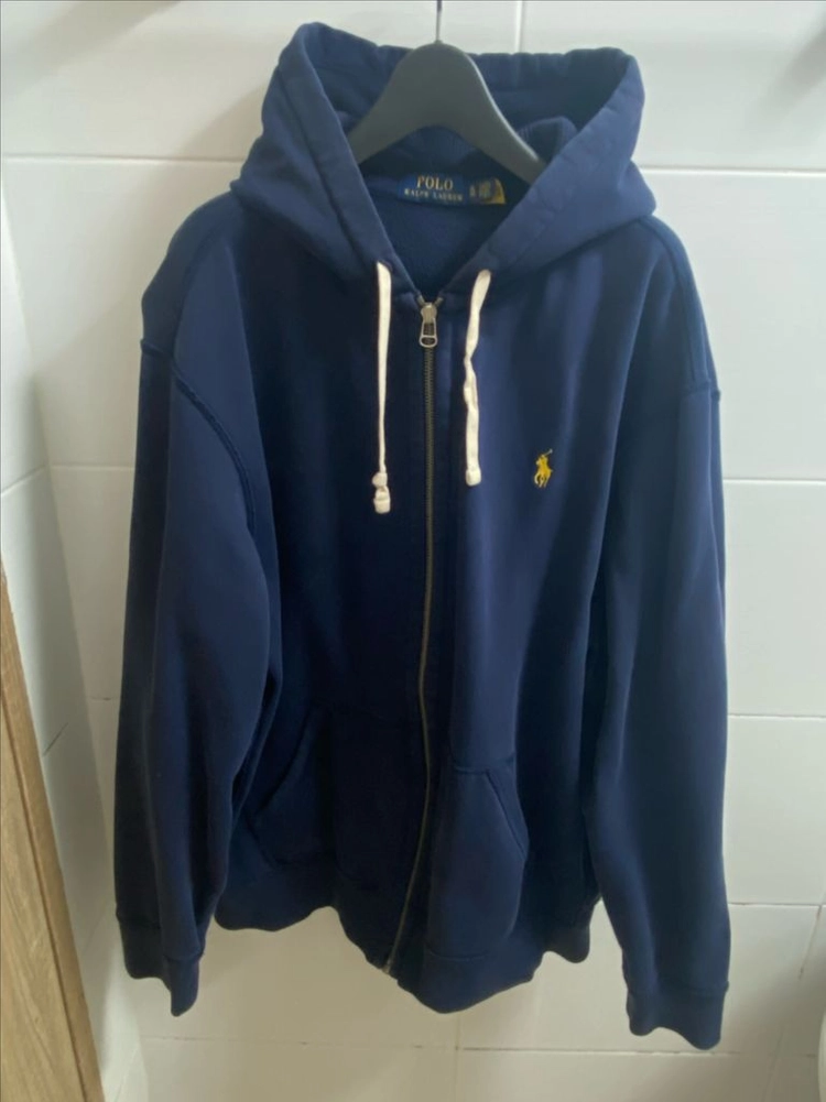 남성 폴로 풀집업 기모 후드 네이비 XL 큐알인증 가능 플리스 풀 지퍼 후디 자켓 Polo Ralph Lauren 이미지