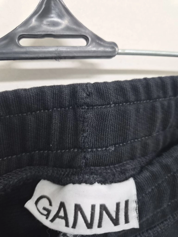 가니 GANNI 블랙 로고 자수 와이드 스웨트 조거팬츠 XS 국내정품 이미지