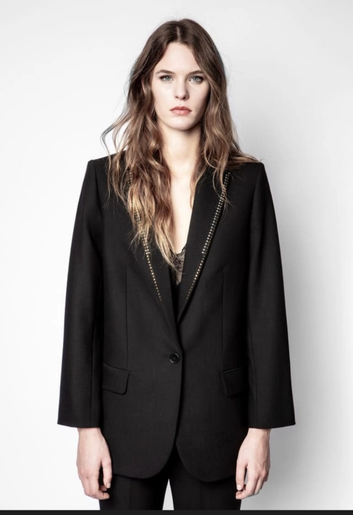 쟈딕앤볼테르 ZADIG&VOLTAIRE 스터드 장식 블랙 롱 자켓 34 최상급 이미지