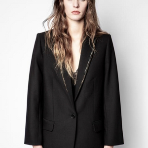 쟈딕앤볼테르 ZADIG&VOLTAIRE 스터드 장식 블랙 롱 자켓 34 최상급 이미지