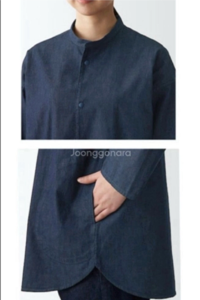MUJI무인양품LABO[남녀공용] 데님 •롱오버 셔츠 이미지