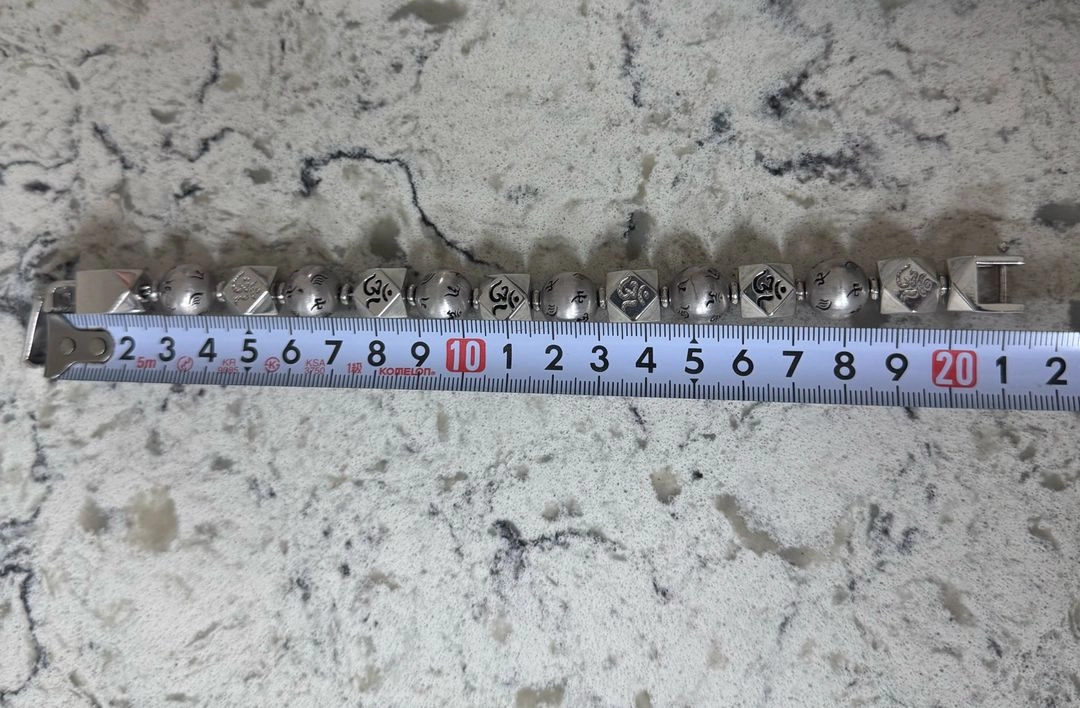 실버 은 염주 팔찌 14mm 백금 도금 70.8g 팝니다. 이미지
