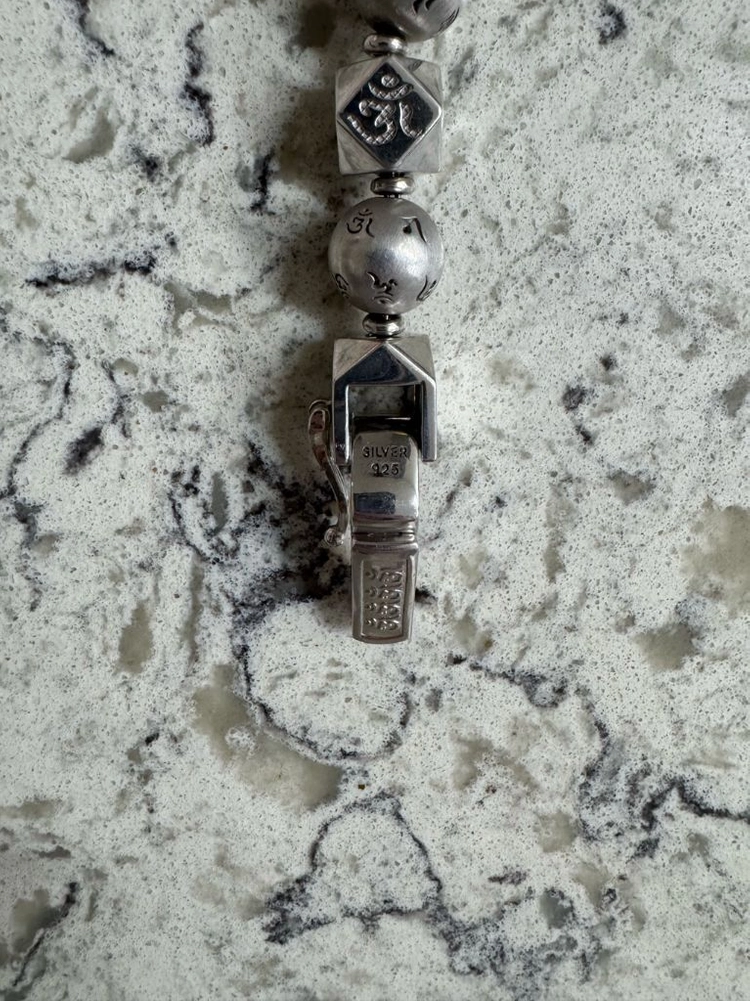 실버 은 염주 팔찌 14mm 백금 도금 70.8g 팝니다. 이미지
