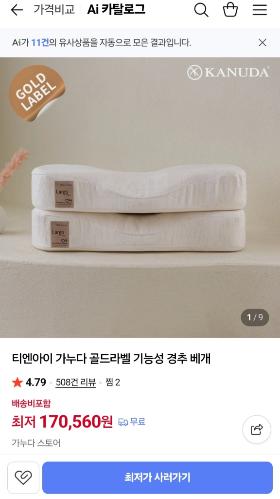 [정품] 가누다 라르고 CV4 기능성 경추 베개 이미지