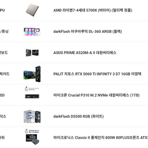 컴퓨터 본체 팝니다 5060ti 이미지