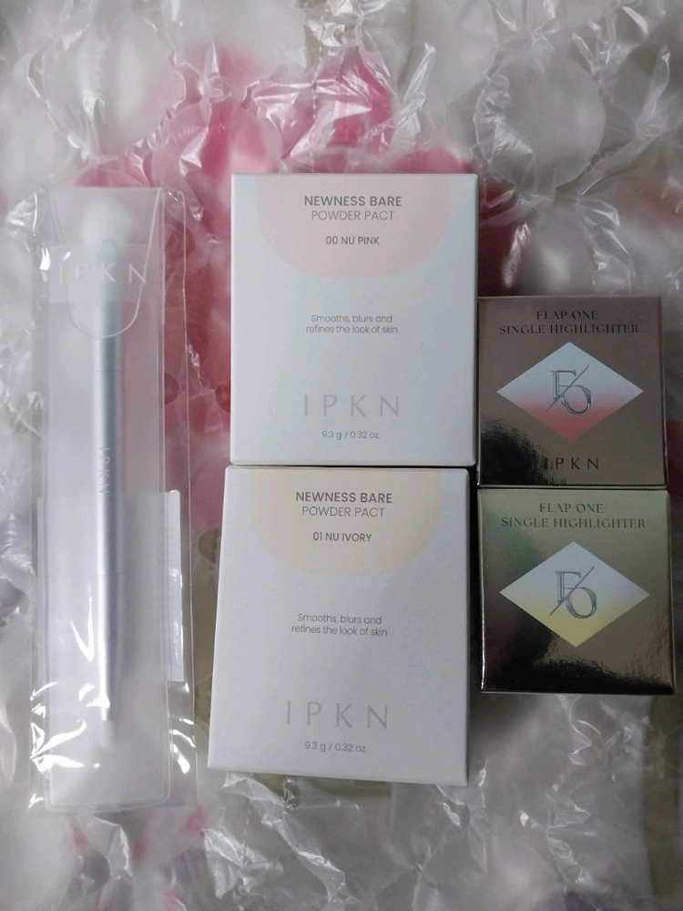 입큰 뉴니스 베어 파우더팩트(누핑크,누아이보리),입큰 플랩 원 싱글 하이라이터2개+하라브러쉬1개 이미지