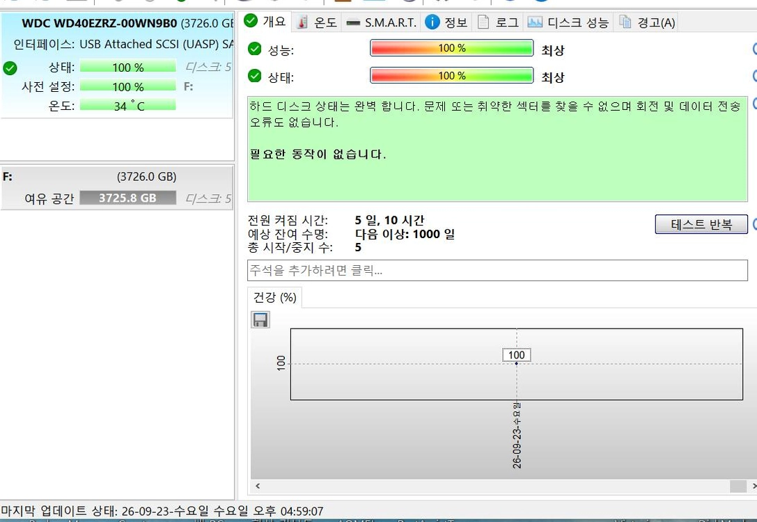 WD Blue HDD 4TB 5400/64M 130시간 이미지