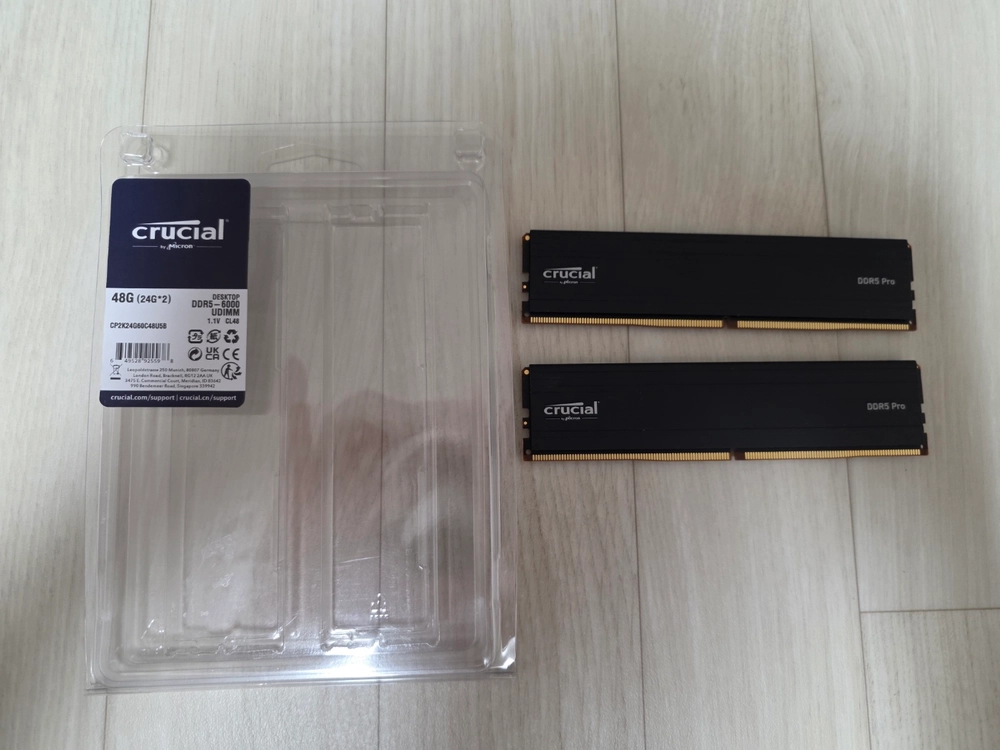 크루셜 마이크론 DDR5 Pro 6000Mhz 48GB 키트 (24GB 2개) 판매 - 안심되는 중고거래