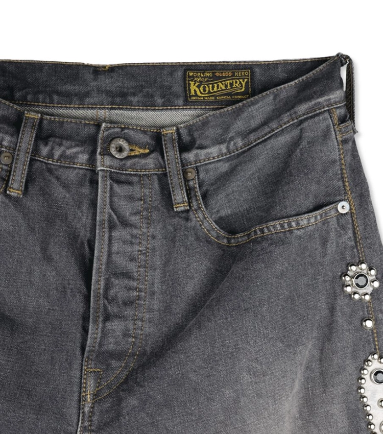 캐피탈 한정판 14oz 블랙 데님 몽키 시스코 올블랙 잼스톤 팬츠 (EK-1888LP) 36사이즈 이미지