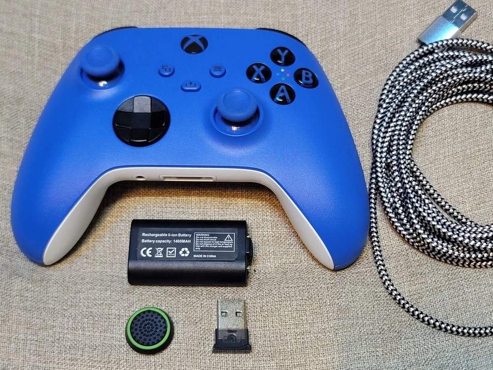 XBOX 엑박 4세대 게임패드 풀 패키지 전용충전지+USB3미터 케이블+ 블루투스동그리+스틱보호 캡 이미지