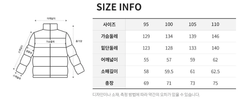 [미착용 제품] 마인드브릿지 덕다운 숏패딩 점퍼 블랙 105 XL 사이즈 이미지
