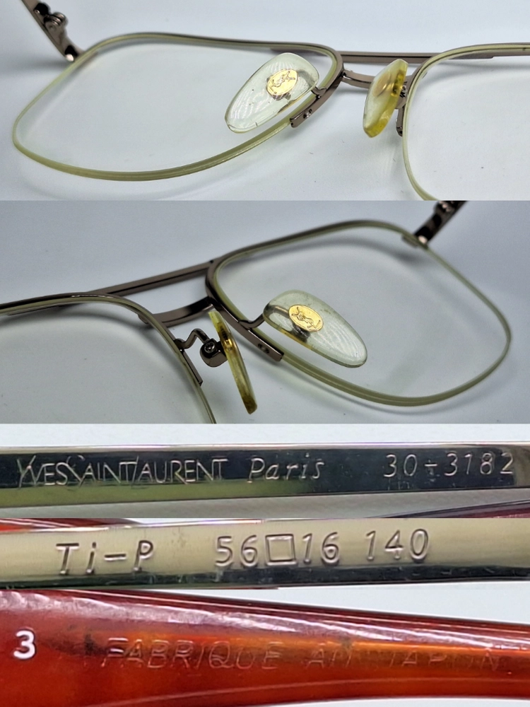80s 일본제 빈티지 Yves Saint Laurent 30-3182 안경테 안경 56mm 반무테 티타늄 투브릿지 이미지
