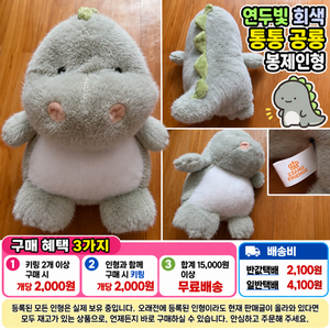연두색 회색 통통 공룡 봉제인형 이미지
