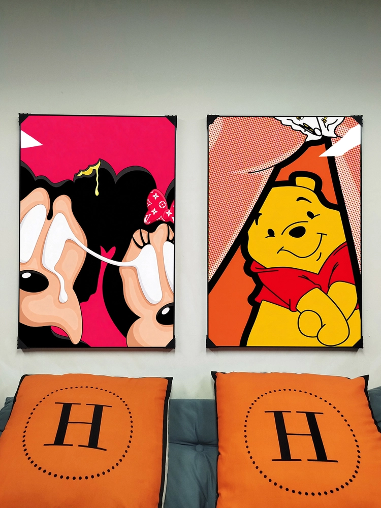 곰돌이 푸우 그림 액자 팝아트 인테리어소품 그림액자 미니어처 그림 미니어처 액자 대형그림액자 거실인테리어 이미지