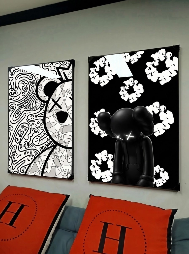 베어브릭 카우스 피규어 그림 액자 팝아트 인테리어소품 그림액자 조커액자 대형그림액자 거실인테리어 팝아트액자 이미지