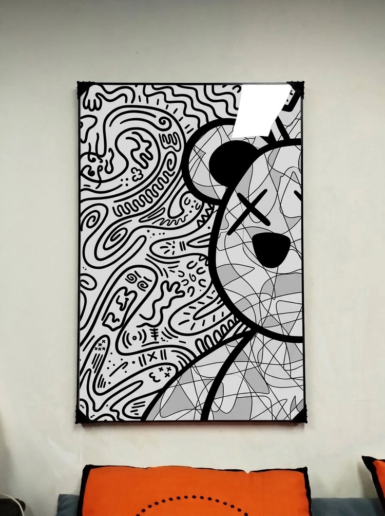 베어브릭 카우스 피규어 그림 액자 팝아트 인테리어소품 그림액자 조커액자 대형그림액자 거실인테리어 팝아트액자 이미지