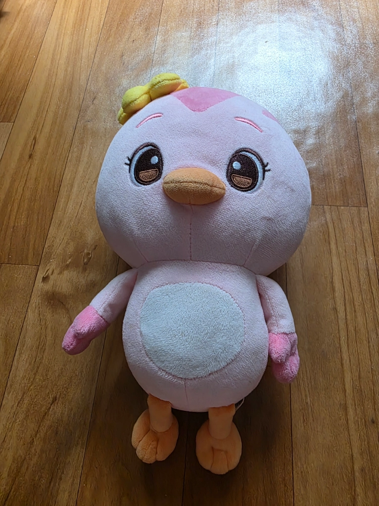 분홍색 리본 아기 새 봉제인형 이미지