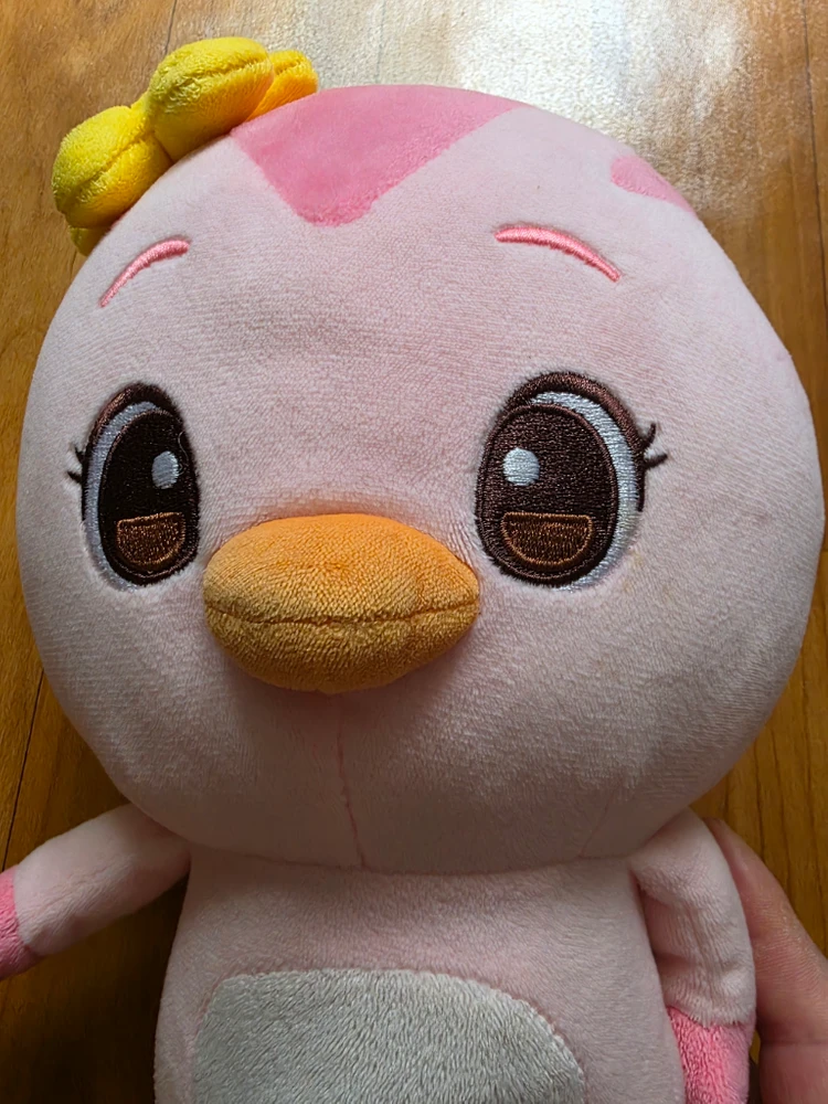분홍색 리본 아기 새 봉제인형 이미지