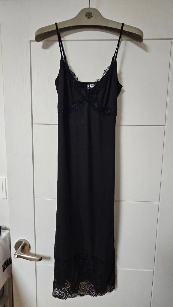 H&M 디바이디드 블랙 레이스 롱 슬립 원피스 이미지