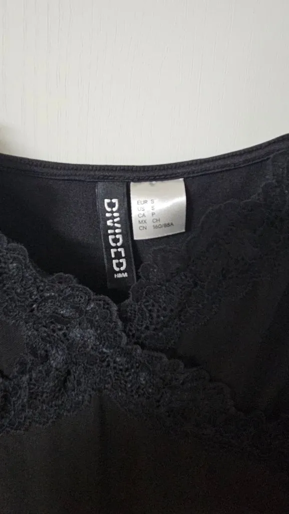 H&M 디바이디드 블랙 레이스 롱 슬립 원피스 이미지