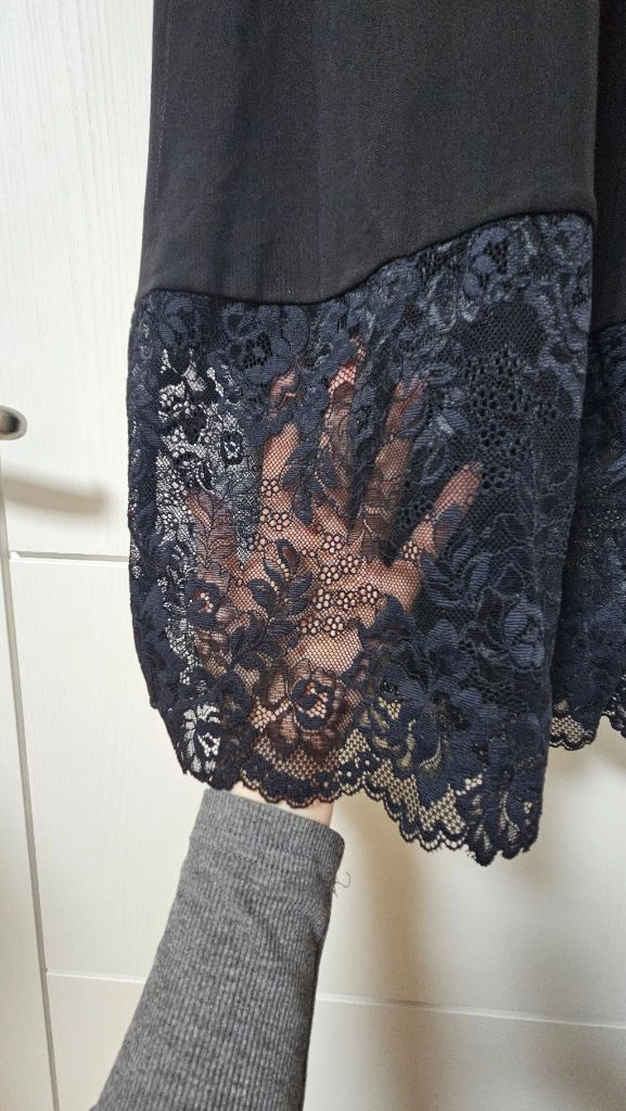 H&M 디바이디드 블랙 레이스 롱 슬립 원피스 이미지