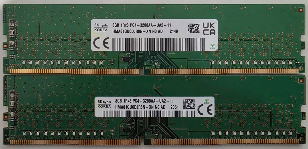SK하이닉스 데스크탑램 DDR4 PC3200 8G 2개 팝니다. 이미지