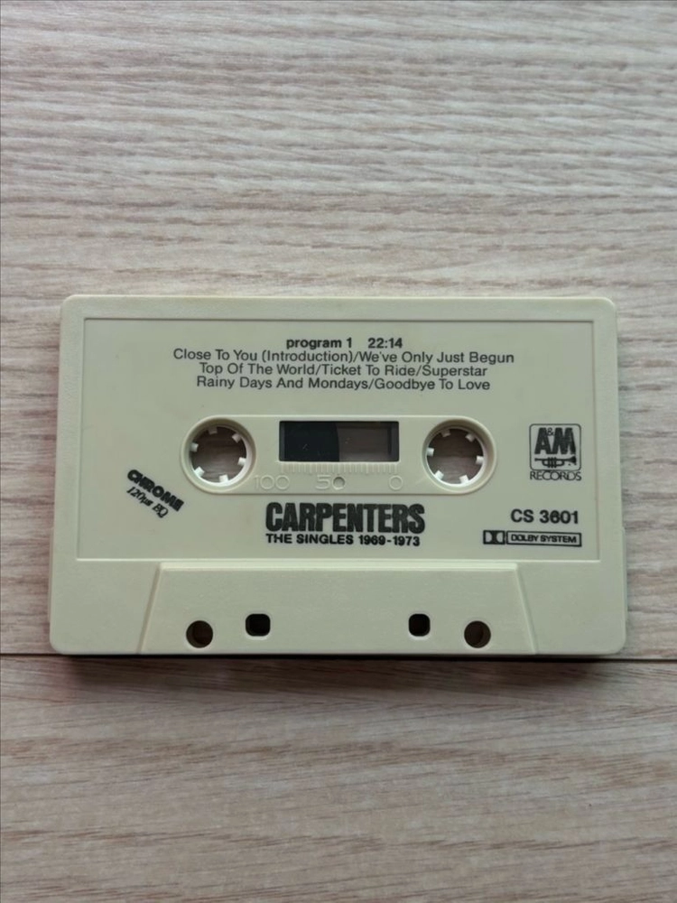 카펜터스 THE CARPENTERS The Singles 1969-1973 싱글스 카세트 테이프 미국 초판 앨범 음 이미지