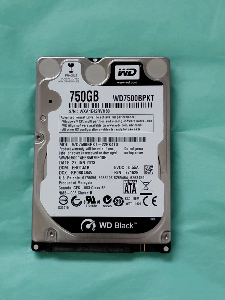 WD Black HDD 750GB 7200rpm 2.5인치 이미지