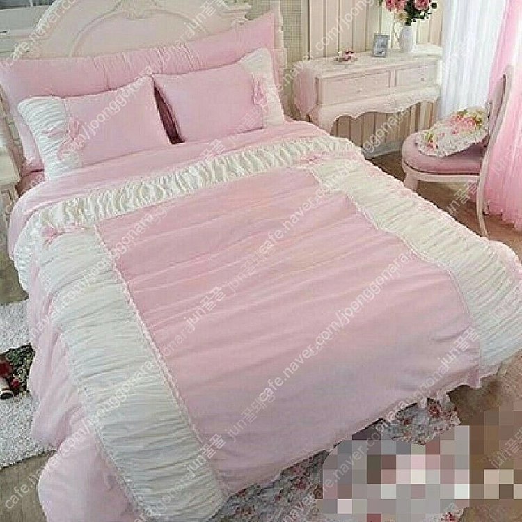아망떼 침구세트 극세사 주름 레이스 노라 퀸Q 이불커버 이불솜세트 #상태 아주 깨끗함# 이미지