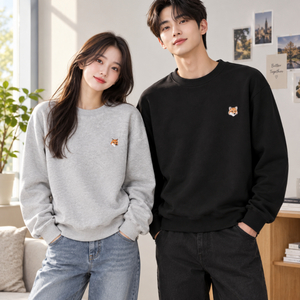 #신상 메종키츠네 맨투맨 엘로우 와펜 블랙/그레이 이미지