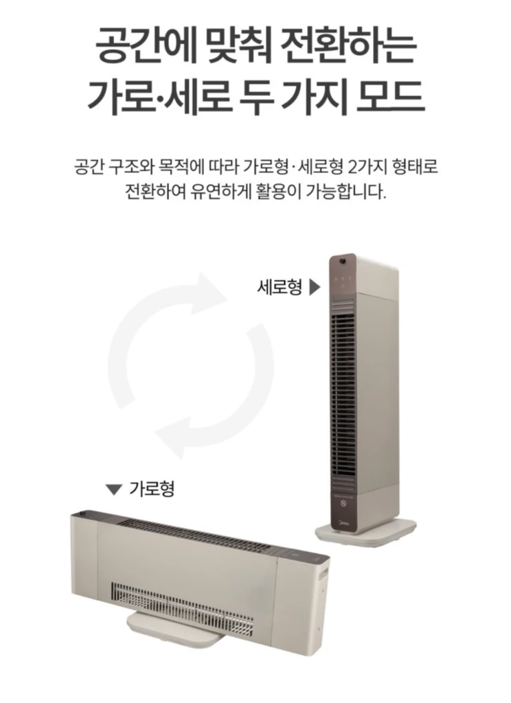 마이디어 컨벡션 전기히터 고출력 저소음 난로 가로세로 겸용 미개봉 새상품 이미지