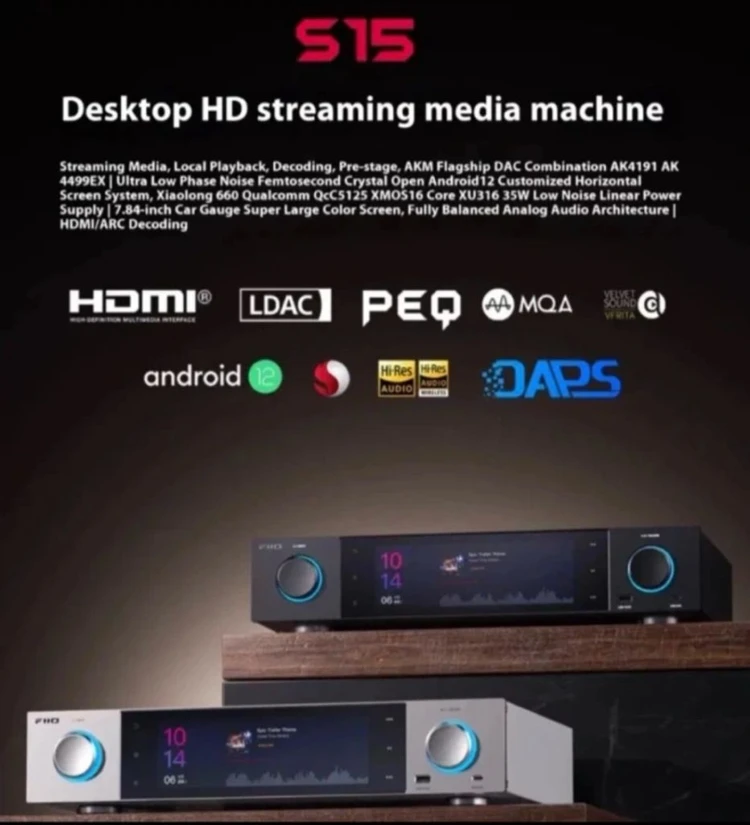 (9월구매, 단순개봉) FIIO S15 실버컬러 네트워크 플레이어 DAC 프리앰프 국내정품 이미지