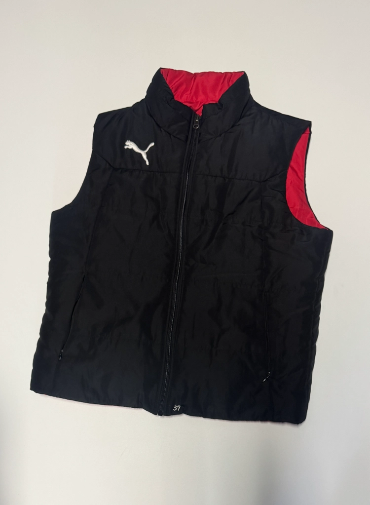 여성 푸마 PUMA 리버시블 경량 베스트 패딩 조끼 M 검빨 이미지