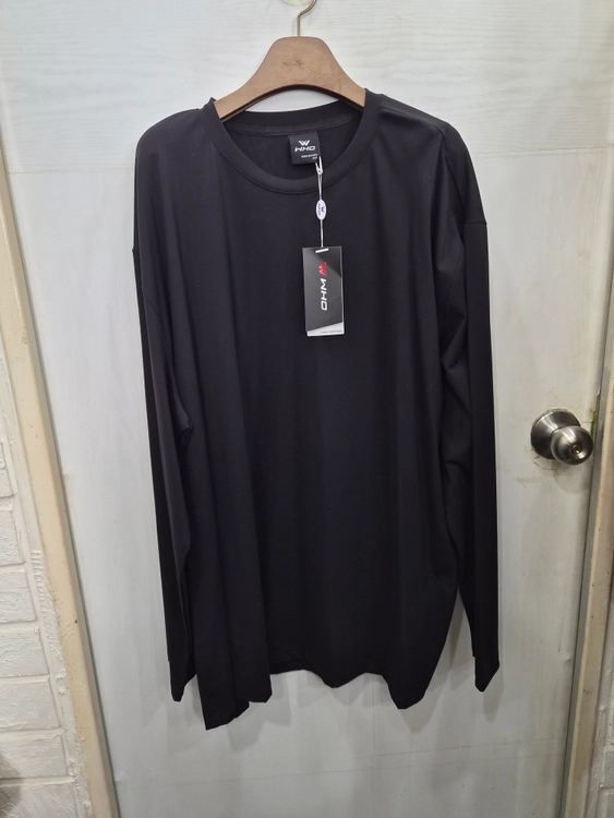 4XL,120,빅사이즈,택있는 새상품 )) WHO 무지 긴팔티셔츠! 블랙 색상~ 이미지