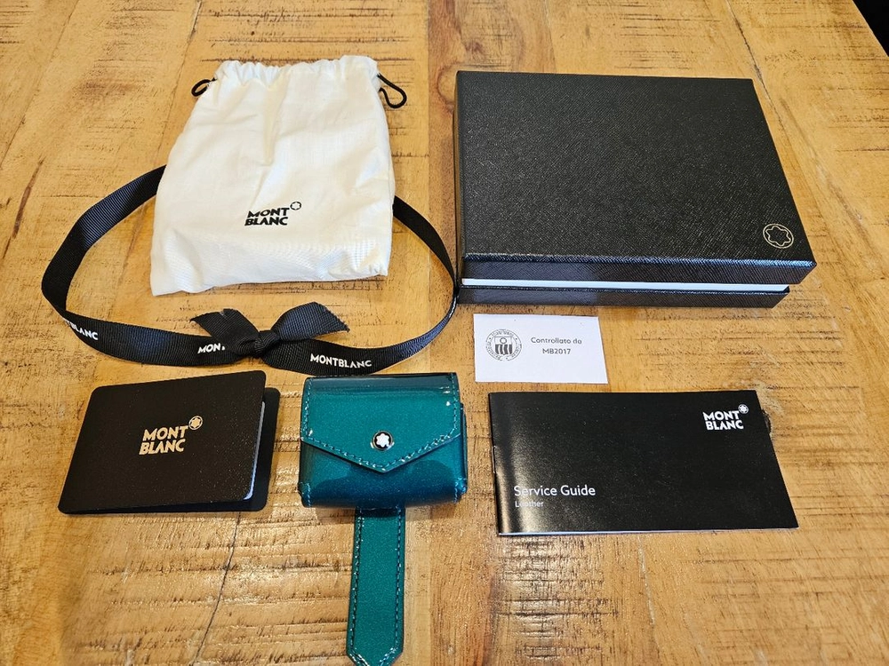 (정품/풀구성) 몽블랑 에어팟 프로 에메랄드 그린 페이턴트 레더 케이스 파우치 이미지