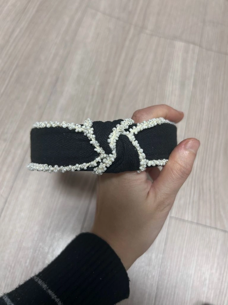 비즈 리본 꼬임 헤어밴드 머리띠 이미지