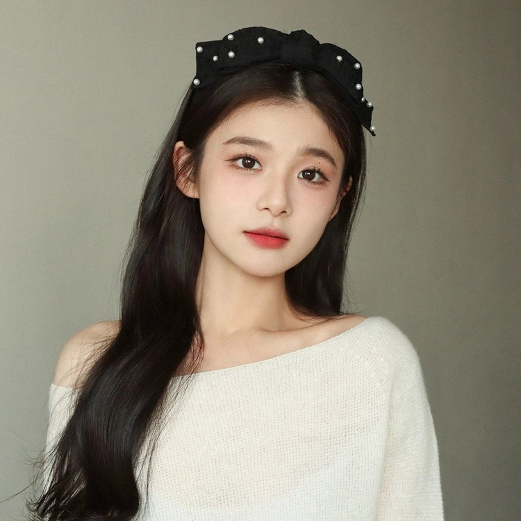 진주 리본 헤어밴드 머리띠 이미지