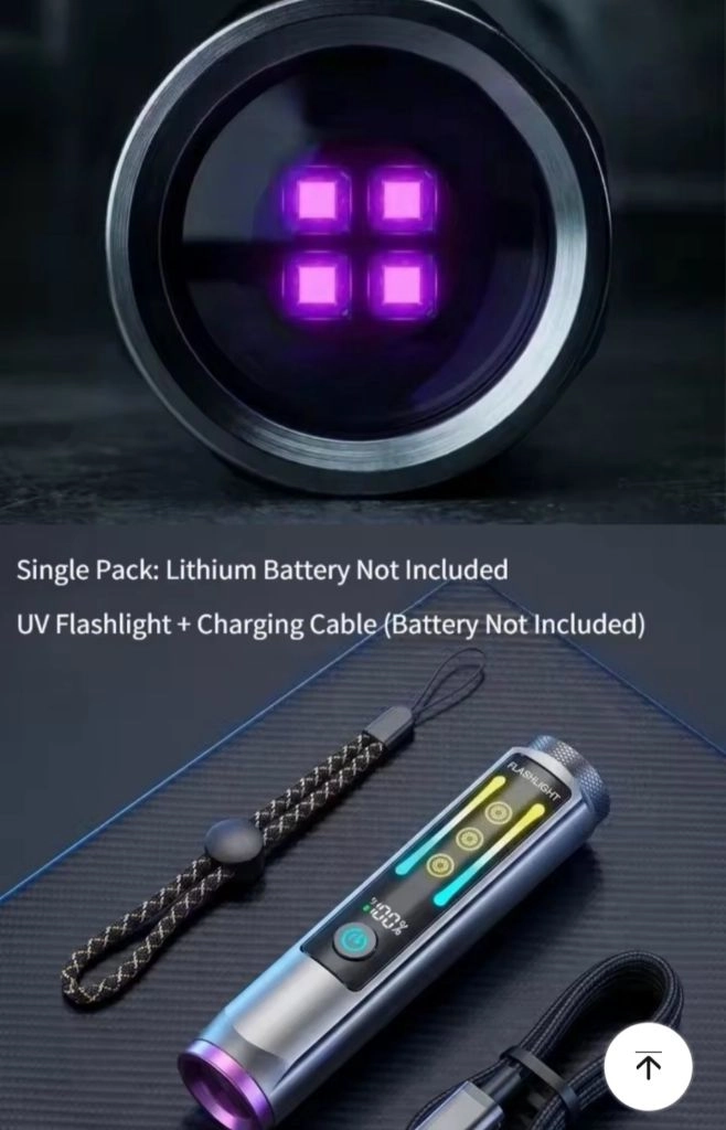 새제품 365nm UV LED 손전등 고성능 배터리포함 3일보관 이미지