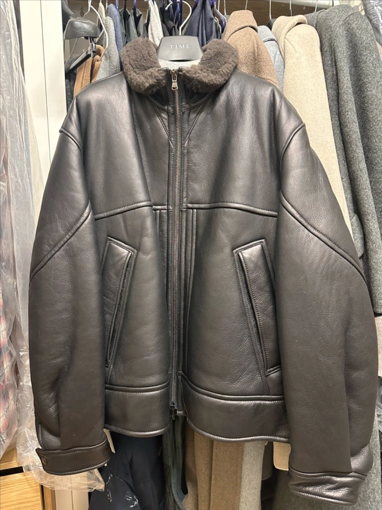 타임옴므 24FW 램스킨 집업 자켓 무스탕 이미지