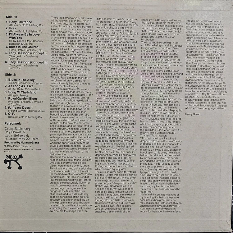 카운트 베이시 트리오 For The First Time LP(째즈) 이미지