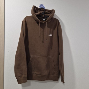 스투시(Stussy) 베이직 스톡 로고 후드티 (브라운 / M) 이미지