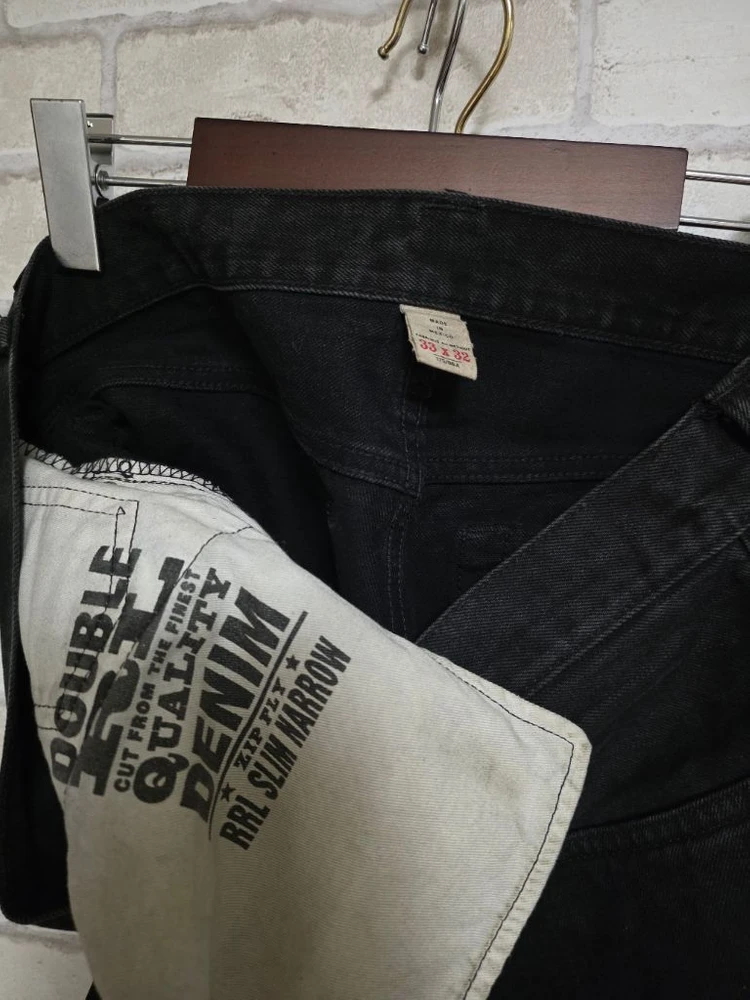 RRL 더블알엘 슬림 내로우 블랙 데님 이동휘 가죽 뉴스보이 무스탕 폴로 발마칸 덱자켓 러프아웃 류준열 스웨이드 이미지