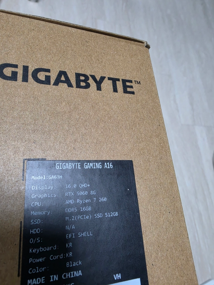 기가바이트 A16 RTX5060 고사양 게이밍 노트북 판매 이미지