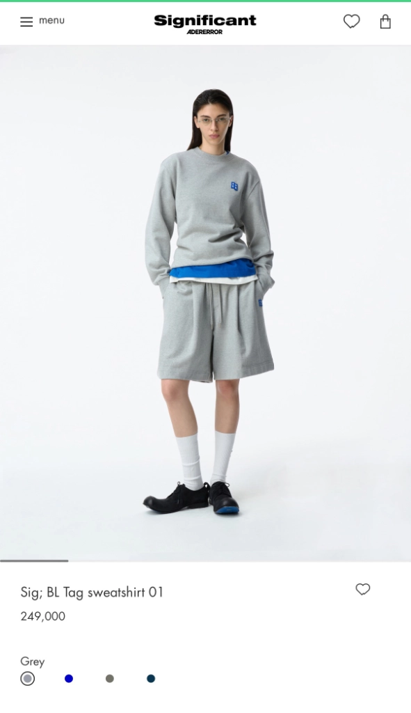 아더에러 시그니피컨트 맨투맨 그레이 xs 이미지