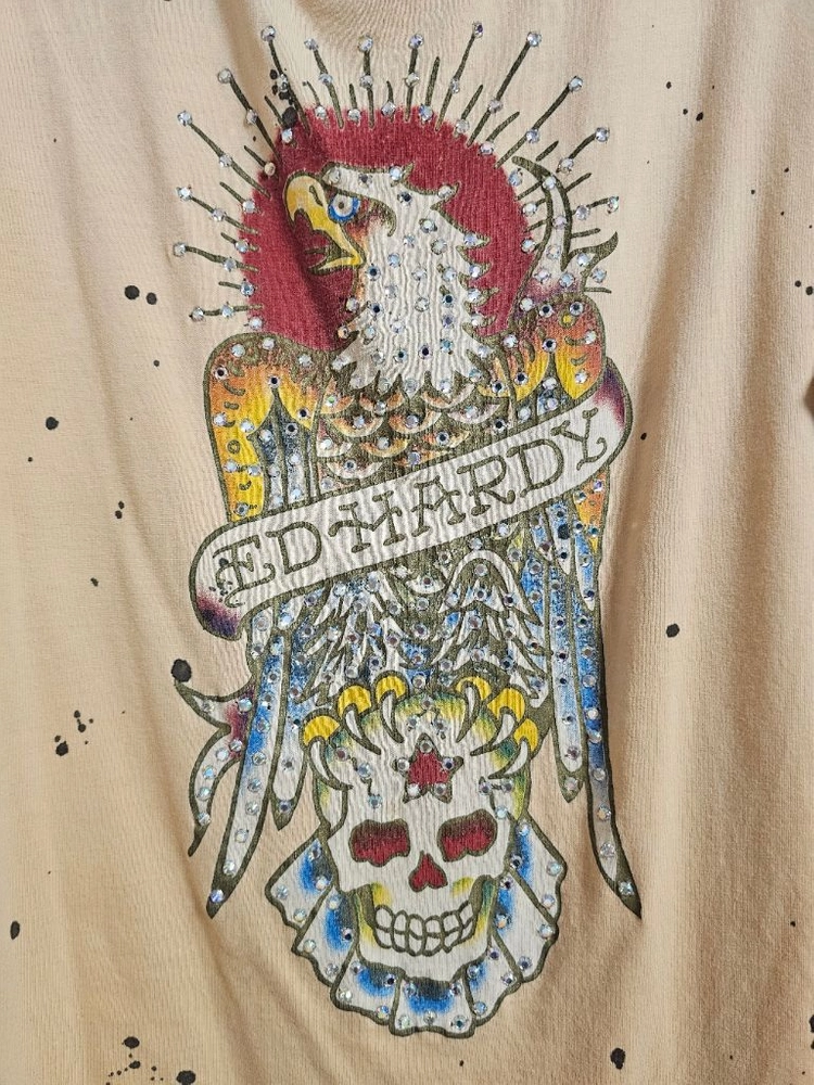 에드하디(Ed Hardy) 빈티지 이글 스컬 스와로브스키 반팔 티셔츠입니다 이미지