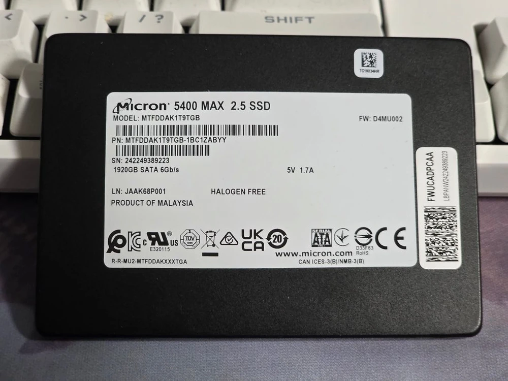 (초레어/S급) SSD 마이크론 5400 MAX 1.92TB(2TB) 고성능 고내구성 엔터프라이즈 2테라 2.5인치 - 안심되는 중고거래