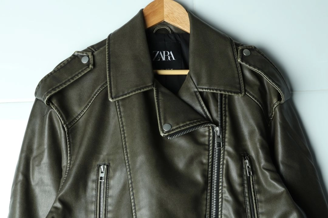 W(L-XL) 자라 집업 바람막이 점퍼자켓 크롭 레더 이미지